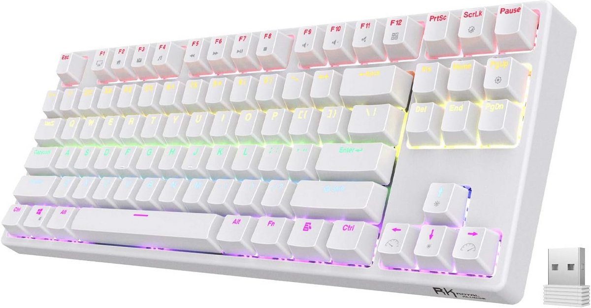 RGB Draadloos TKL Mechanisch Gamingtoetsenbord - 87 Toetsen, Compact Ontwerp, 2.4G Verbinding