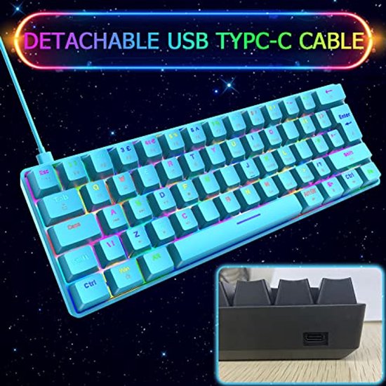 Compact 60% RGB Gaming Toetsenbord met Red Switch en Afneembare USB-C Kabel