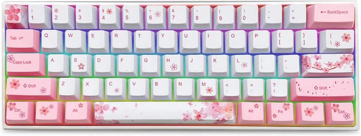 Compact Roze Mechanisch Toetsenbord met RGB LED - 60% Hot Swappable Design voor Gaming