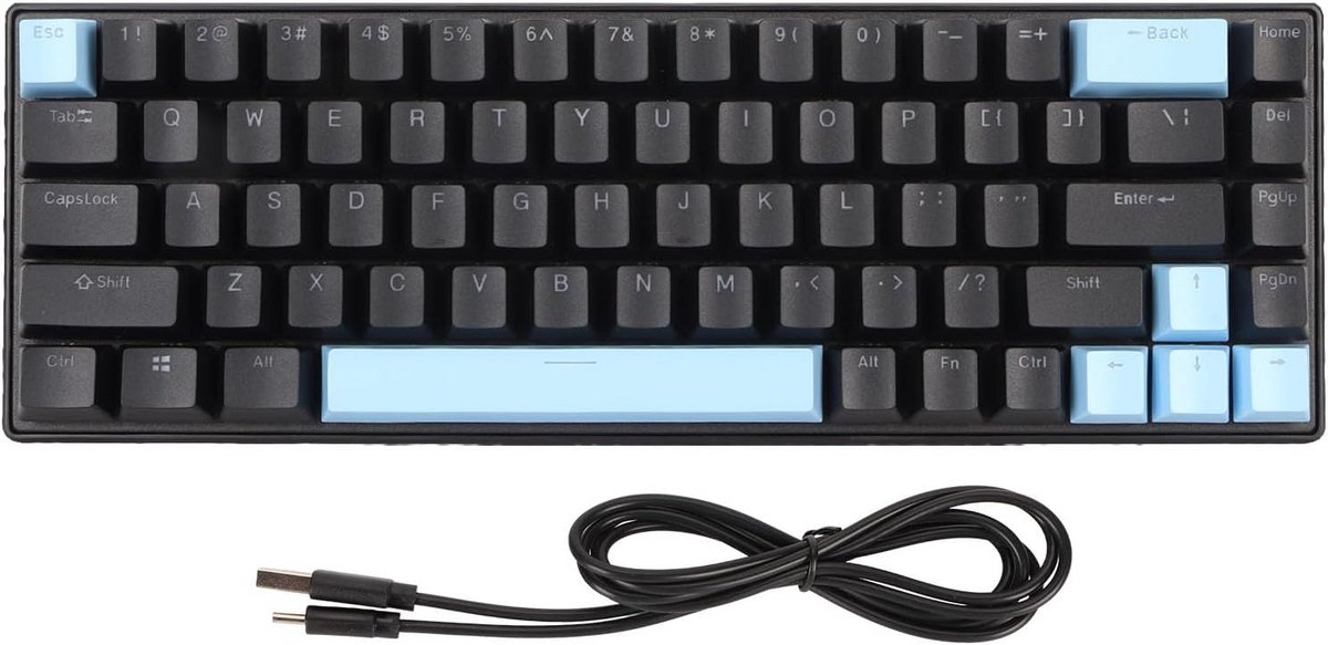 Compact Mechanisch Gaming Toetsenbord 68 Toetsen met RGB Verlichting USB-C Blauwe Schakelaars