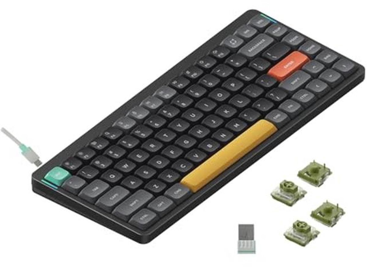 Mechanisch Toetsenbord 75% Low Profile Draadloos met Bluetooth en Bekabelde Verbinding