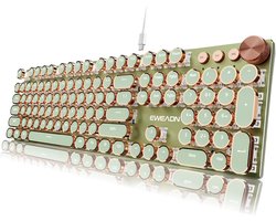 Mechanisch Gaming Toetsenbord in Schrijfmasjien Stijl met LED Verlichting en Mediaknoppen