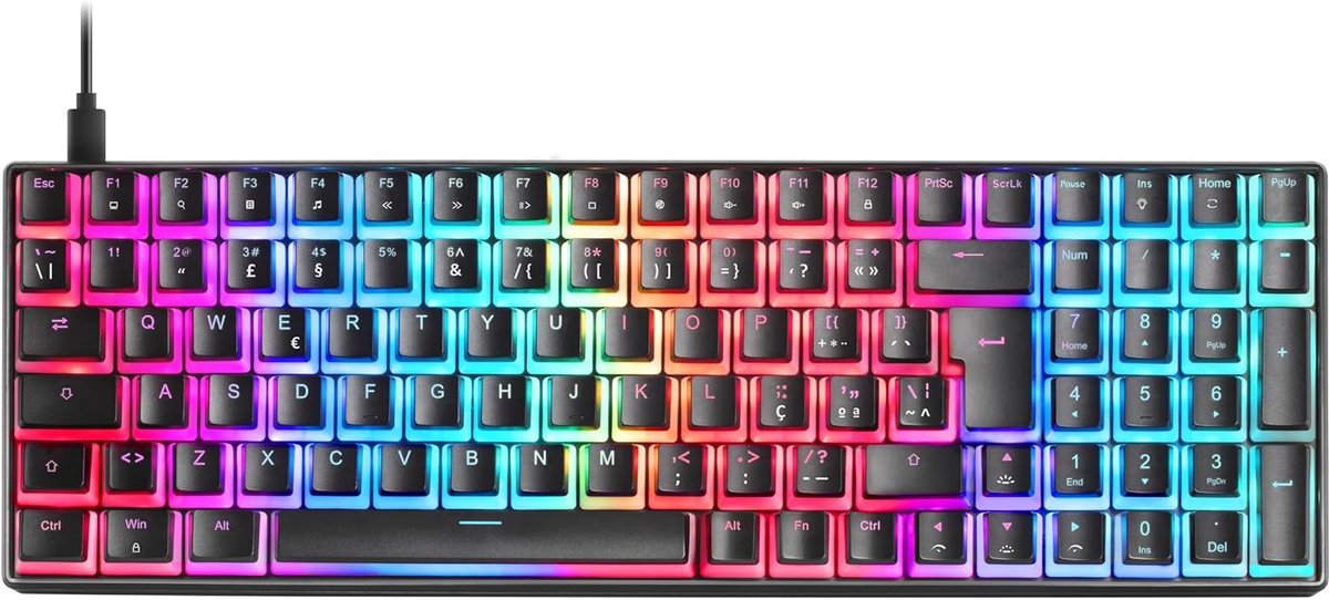 Compact Mechanisch Toetsenbord met RGB Verlichting - 96% Indeling en Dual PBT Knoppen