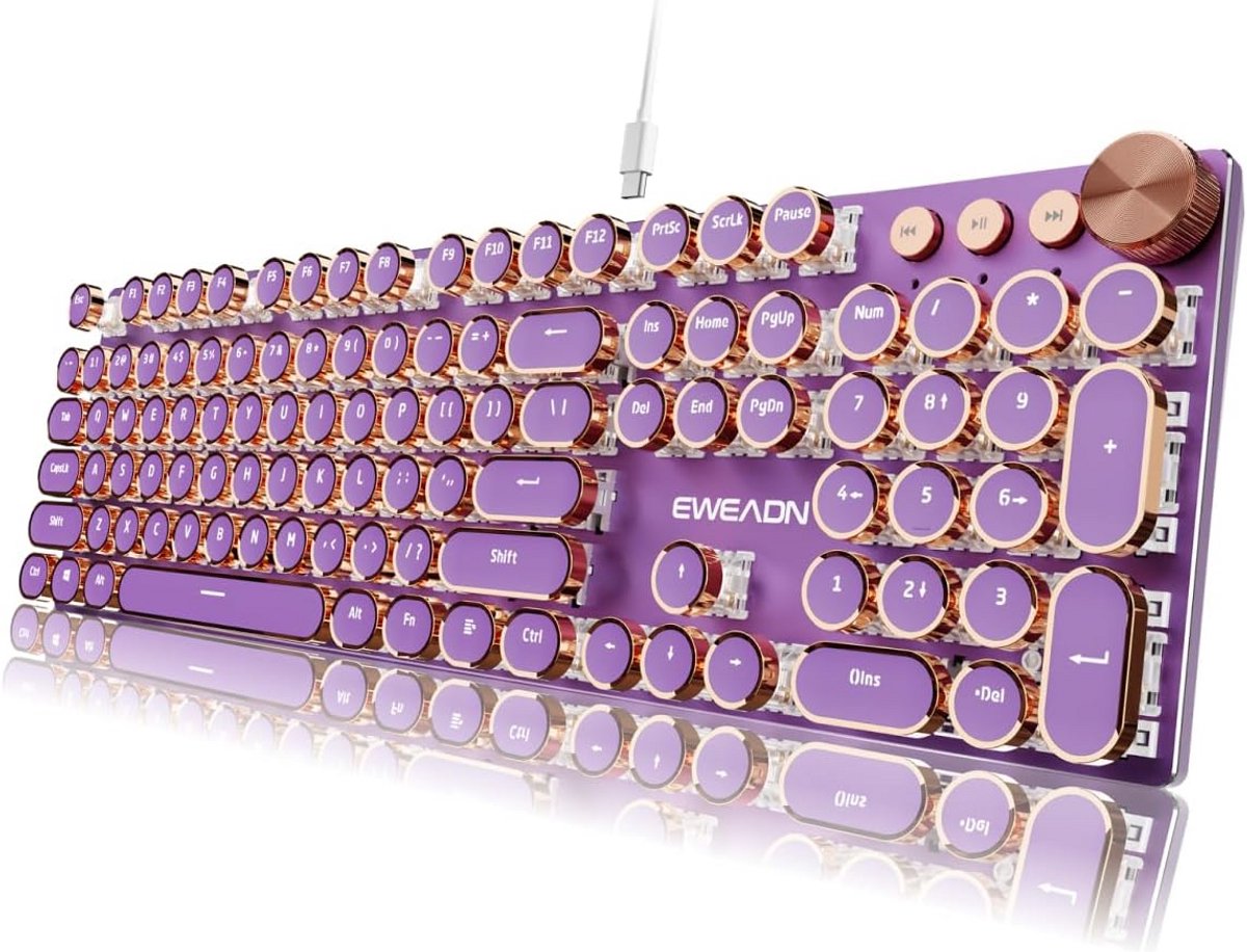 Mechanisch Gaming Toetsenbord In Schrijfmachine Stijl met LED-Verlichting