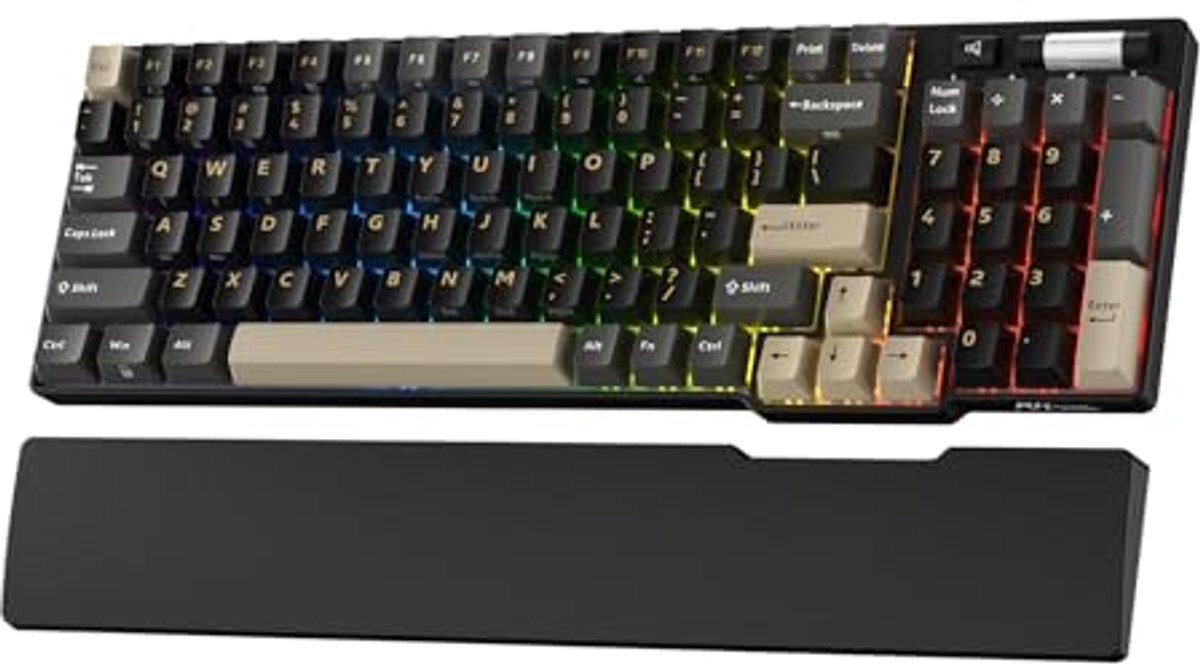 Draadloos 96 Toetsen Mechanisch Toetsenbord met RGB Verlichting en Polssteun - Hot Swappable