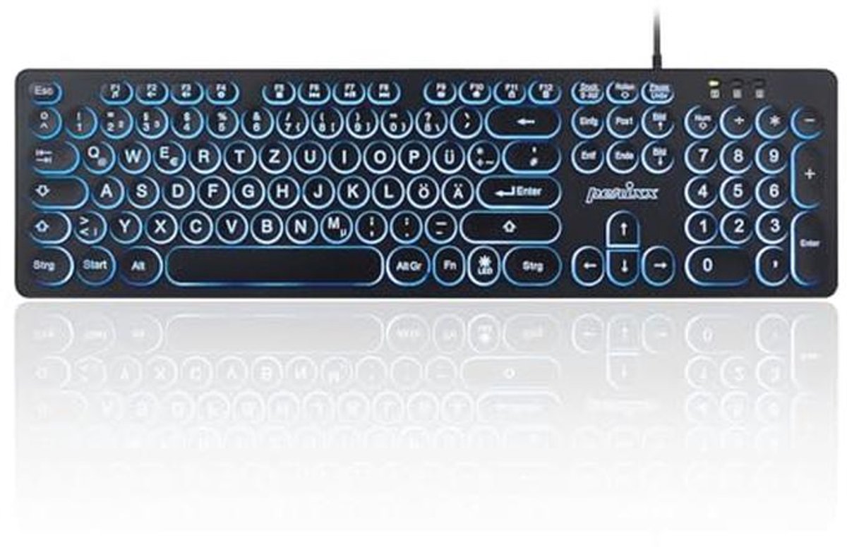 Achtergrondverlichting Toetsenbord met Ronde Toetsen en Grote Letters - QWERTZ Indeling