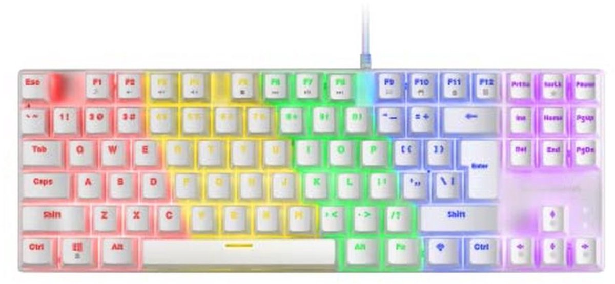 Wit Mechanisch Gaming Toetsenbord TKL met FRGB Antighosting