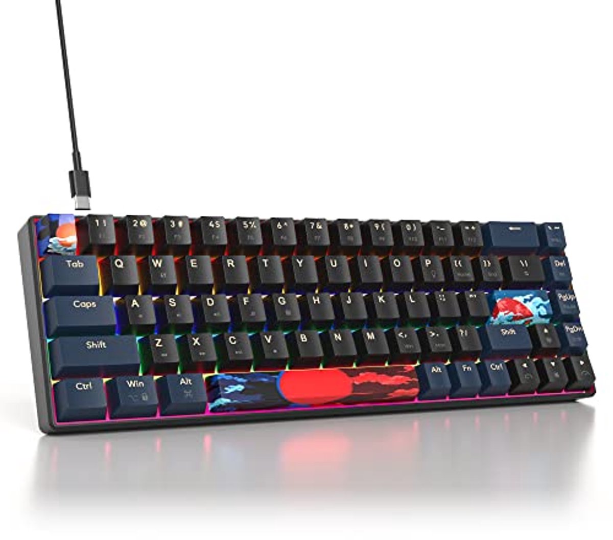 Gaming Toetsenbord 65% Mechanisch met Achtergrondverlichting voor Laptop en Desktop