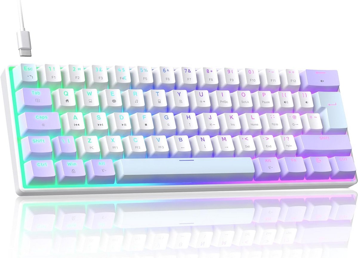 Compact Mechanisch Gamingtoetsenbord 60% met RGB-Verlichting en Hot-Swap