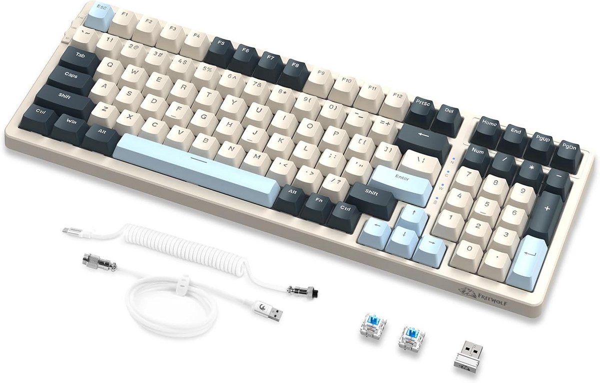 Mechanisch Toetsenbord 100 Toetsen Hot Swappable RGB Draadloos Bluetooth USB-C voor PC Mac