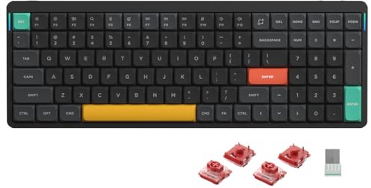 Mechanisch Toetsenbord 96% Low Profile Draadloos met Bluetooth 5.1 en Bekabelde Verbinding