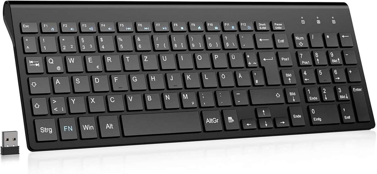 Draadloos Ergonomisch Toetsenbord QWERTZ Compact Platte Toetsen voor PC Laptop en Desktop