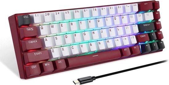 Compact 67-toets draadloos mechanisch toetsenbord - Rood