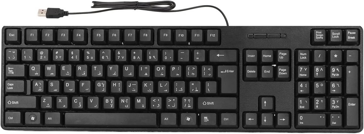 Bedraad Arabisch Toetsenbord - 104 Toetsen USB Qwerty Desktop/Laptop - Ergonomisch