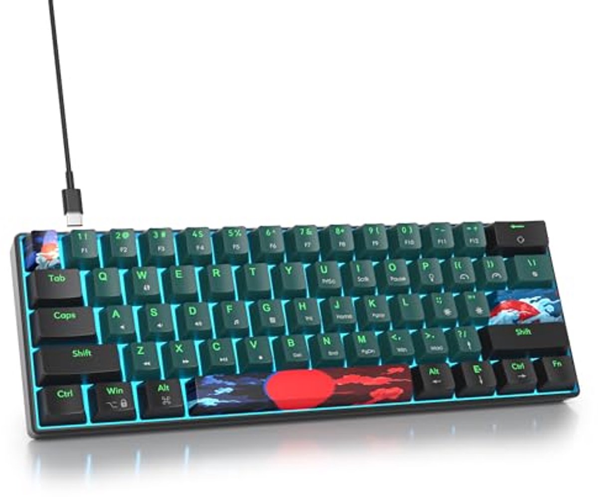 Compact Ergonomic Mechanical Gaming Keyboard with LED Backlight and 61 Keys