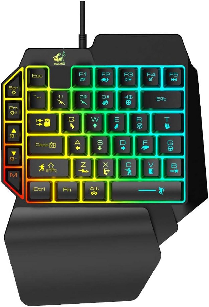 Ergonomisch gamingtoetsenbord met LED-verlichting en polssteun - 39 toetsen