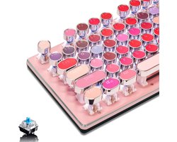 Mechanisch Gaming Toetsenbord in Schrijfmachine Stijl met Ronde Keycaps en Witte LED Backlight