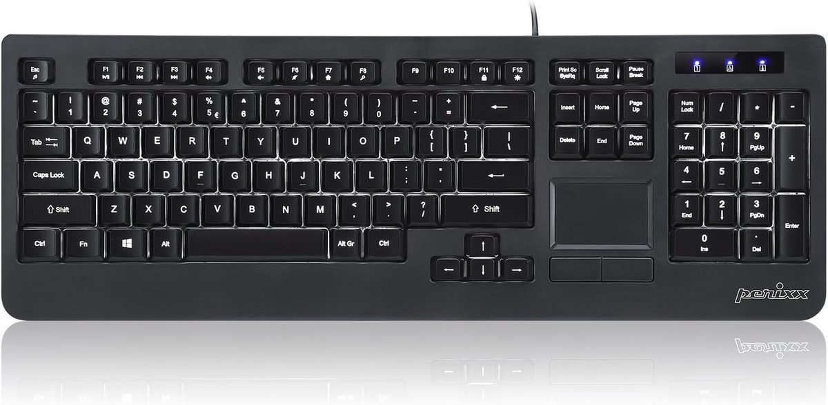 Perixx Fullsize Toetsenbord met Achtergrondverlichting en Touchpad - Nederlands