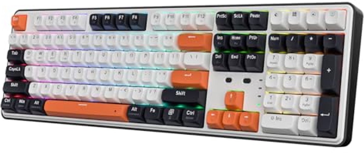 Draadloos RGB-gaming-toetsenbord met 104 toetsen en 4 hotkeys - Mechanisch met hot-swap-sokkel
