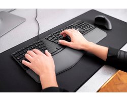Ergonomisch Gebogen Toetsenbord met Memory Foam Polssteun - Bedraad QWERTY (UK Indeling)