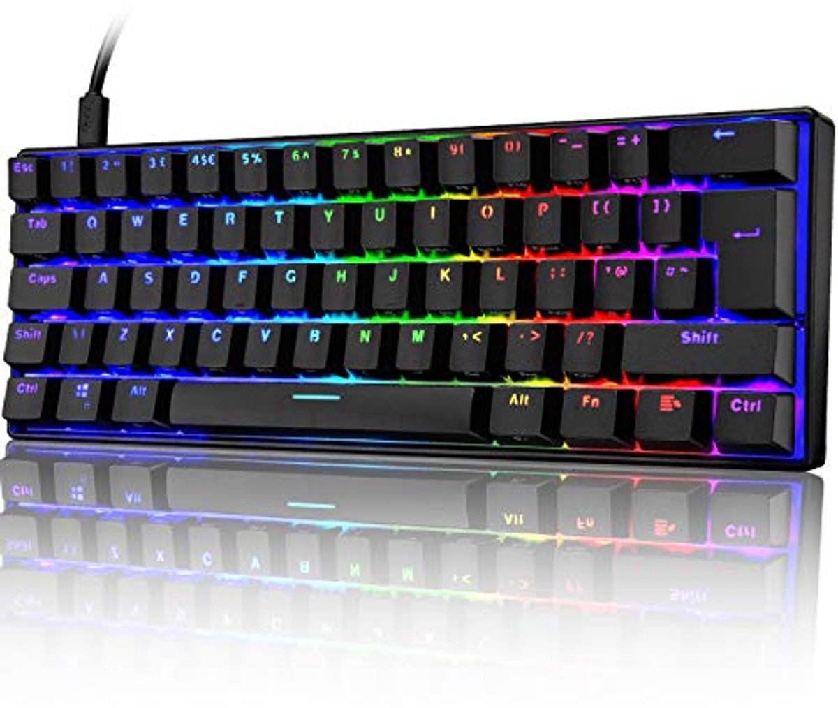 60% Mechanisch Gaming Toetsenbord Type C Bedraad met LED Backlight en Volledige Anti-ghosting