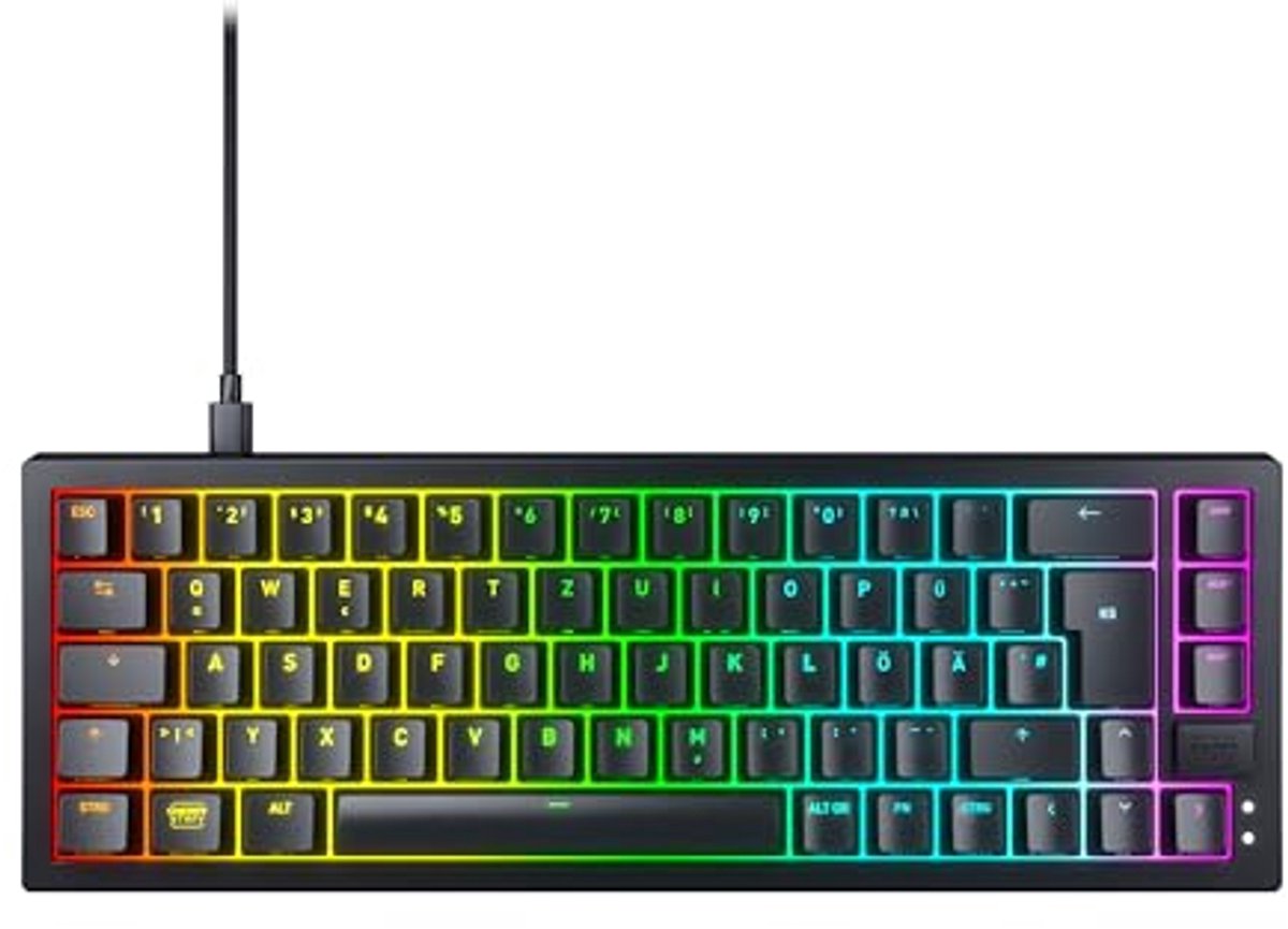 Compact Mechanisch Gaming-Toetsenbord 65% QWERTZ Hot-Swap met CHERRY MX2A RED Schakelaars