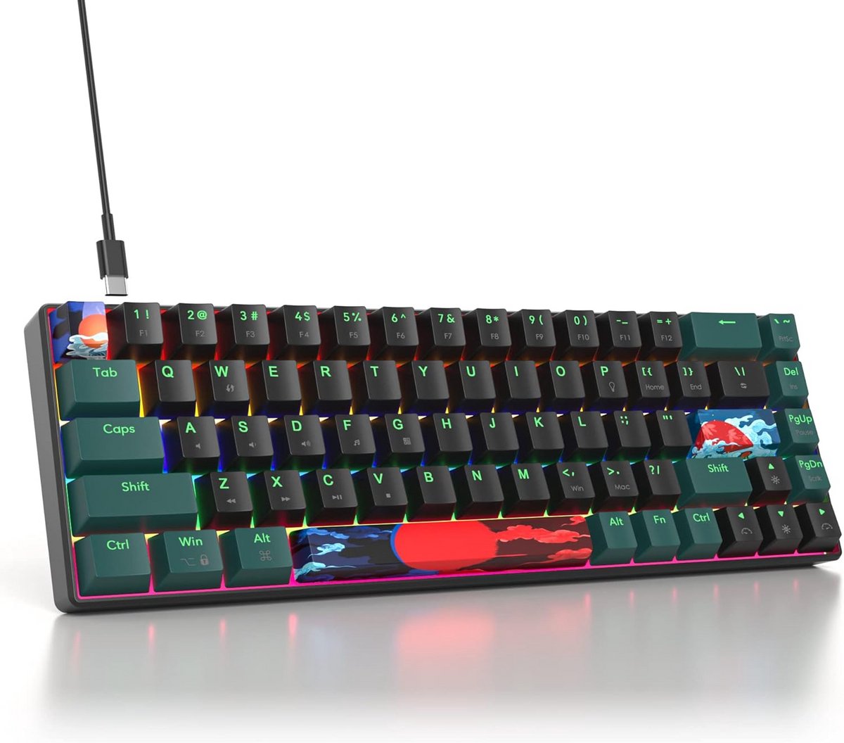Mechanisch Gaming Toetsenbord 65% Compact met RGB Verlichting QWERTY
