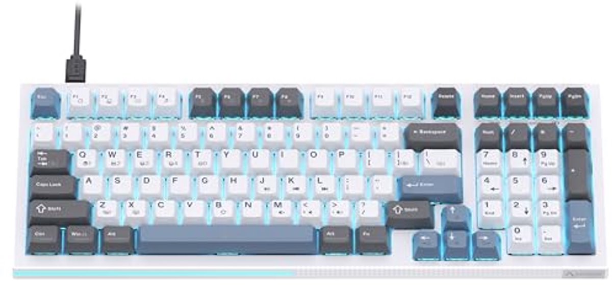 Mechanisch Gaming Toetsenbord met 98 Toetsen en LED Verlichting - Bedraad QWERTY Toetsenbord