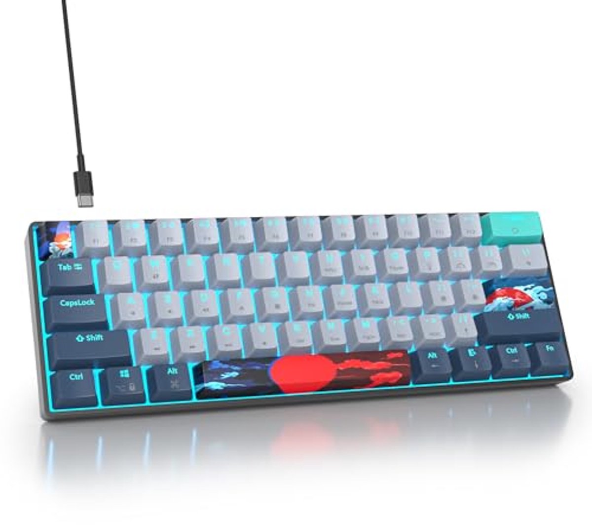 Mechanisch Gaming Toetsenbord met Lineaire Rode Switches en IJsblauwe LED-Achtergrondverlichting