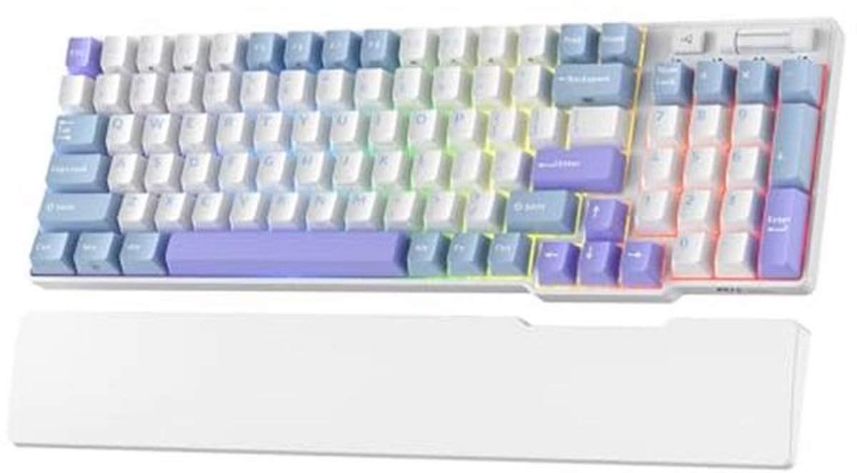 Draadloos Mechanisch Toetsenbord 96% met RGB verlichting, BT5.0/2.4G/USB-C en Polssteun