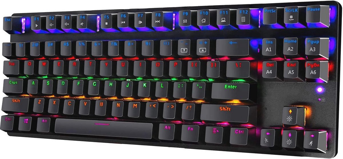 Mechanisch Gaming Toetsenbord Compact met RGB Backlighting en Blauwe Schakelaars