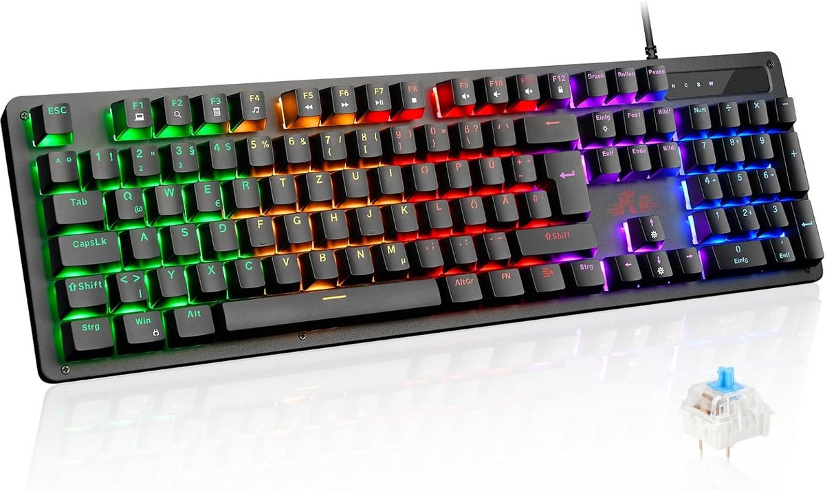 Mechanisch Gaming Toetsenbord met QWERTZ Indeling en Blauwe Schakelaars