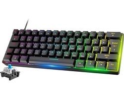 Mini 60% Gaming Toetsenbord met RGB Verlichting en Blue Switches