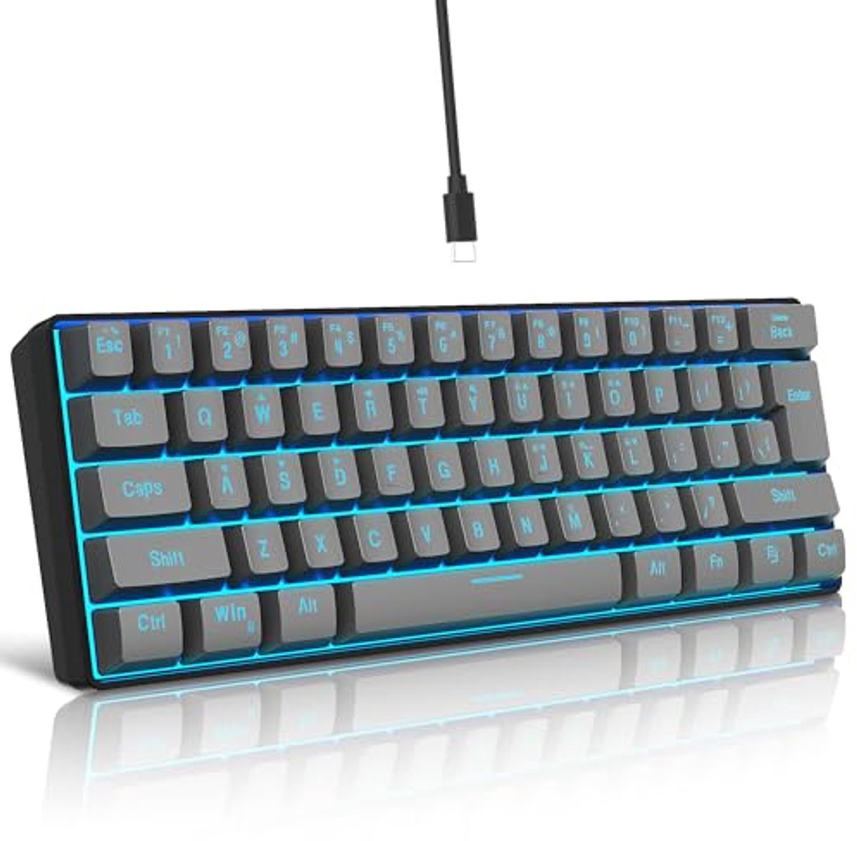 Compact 60% Gaming Toetsenbord met RGB LED Verlichting - Ergonomisch Mini-toetsenbord voor PC/Mac