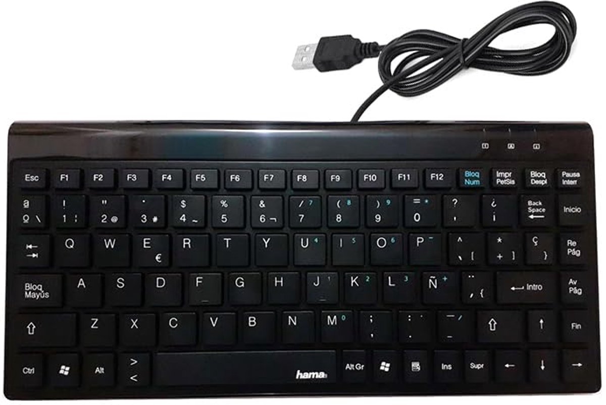 Mini-Toetsenbord met Kantelbare Kabel en USB-Stekker – 88 Toetsen, Plat Ontwerp, Zwart