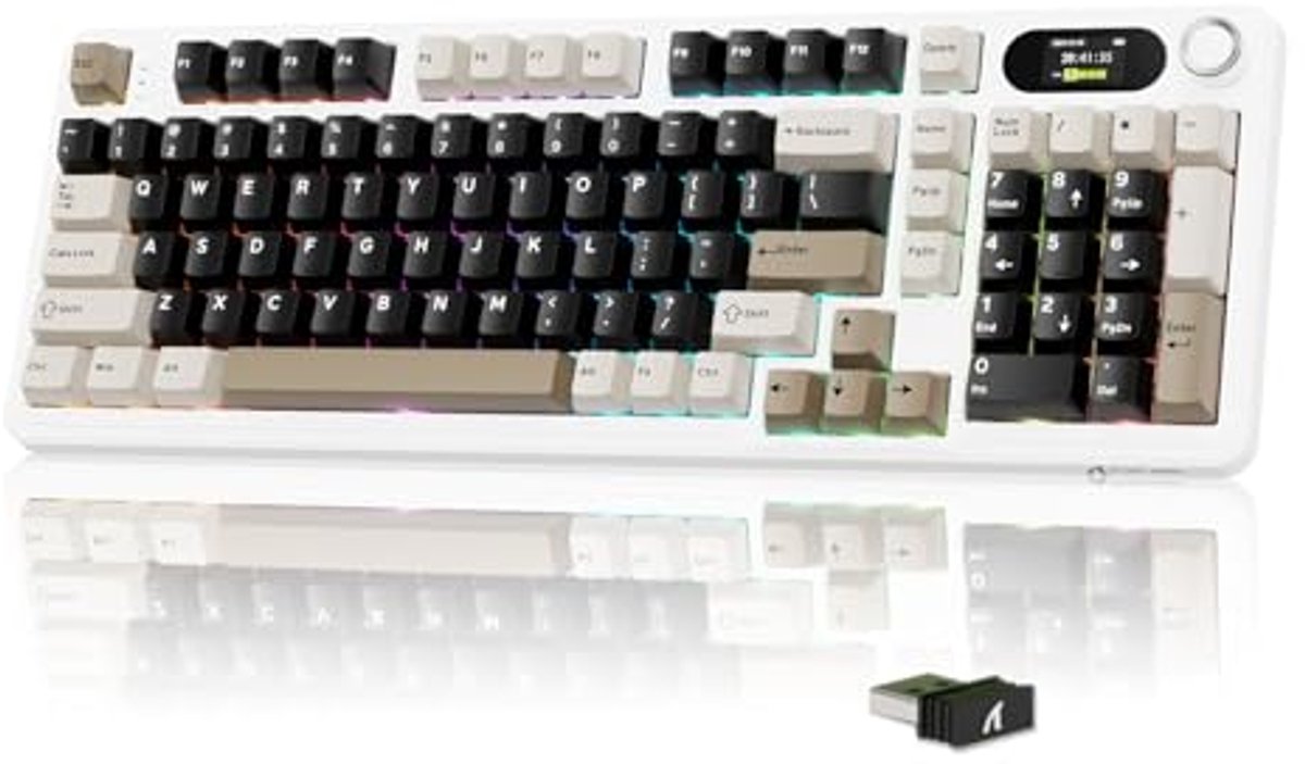 Draadloos Mechanisch Toetsenbord met LED Scherm | RGB Gaming Toetsenbord - Tri-Mode BT/2.4G/Usb-C