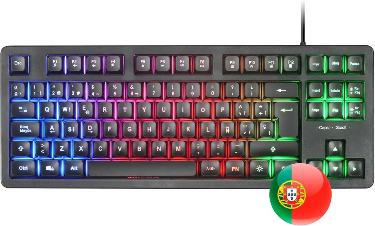 TKL Gaming Toetsenbord met Hybride Technologie en FRGB Regenboogverlichting