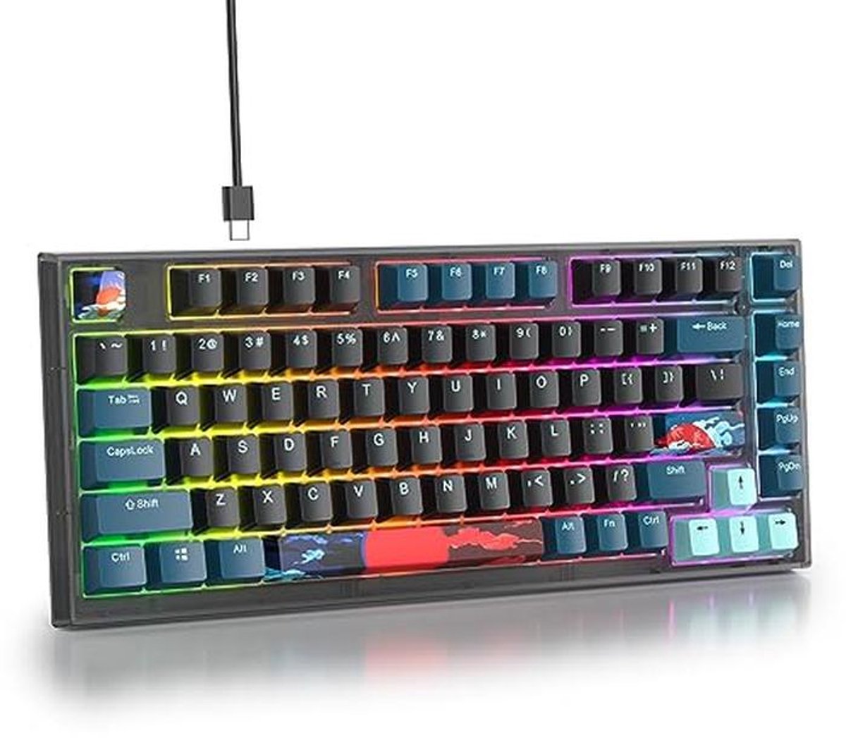 Mechanisch Gaming Toetsenbord 75% Hot-Swappable met RGB Verlichting en TKL Indeling