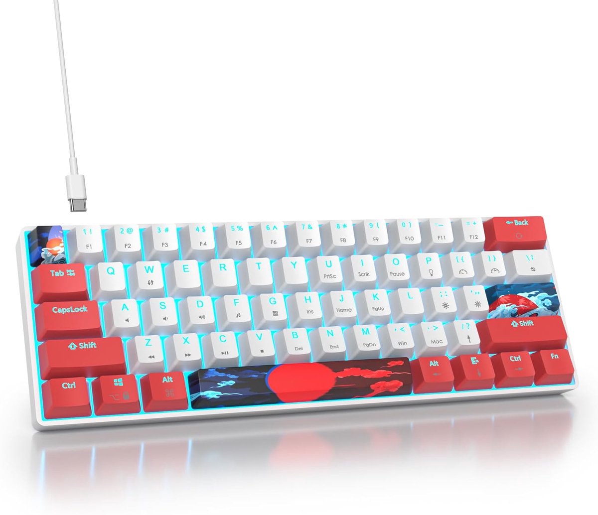 Compact Mechanisch Gaming Toetsenbord met Ergonomische Ontwerp en Rode Switches