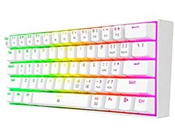 Compact mechanisch gamingtoetsenbord 60% met RGB-verlichting, 61 toetsen, bruine schakelaars