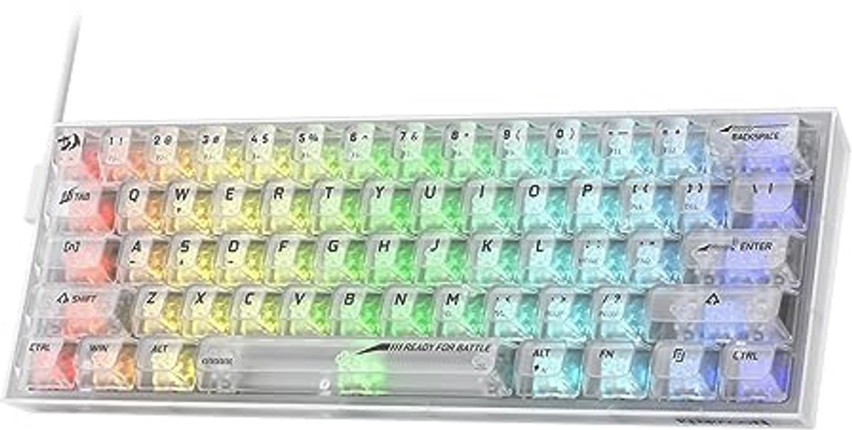 60% Bedraad RGB Gaming-Toetsenbord met 61 Toetsen en Transparante Mechanische Schakelaars