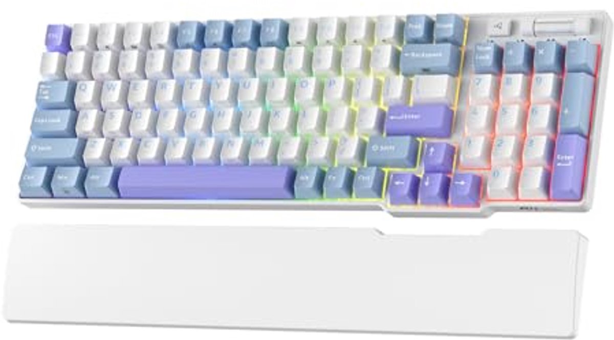 Draadloos Mechanisch Toetsenbord 96% met RGB verlichting, BT5.0/2.4G/USB-C en Polssteun
