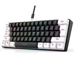 Compact 60% Gaming Toetsenbord Bedraad - RGB Verlichting en Ergonomisch Design voor PC & Mac