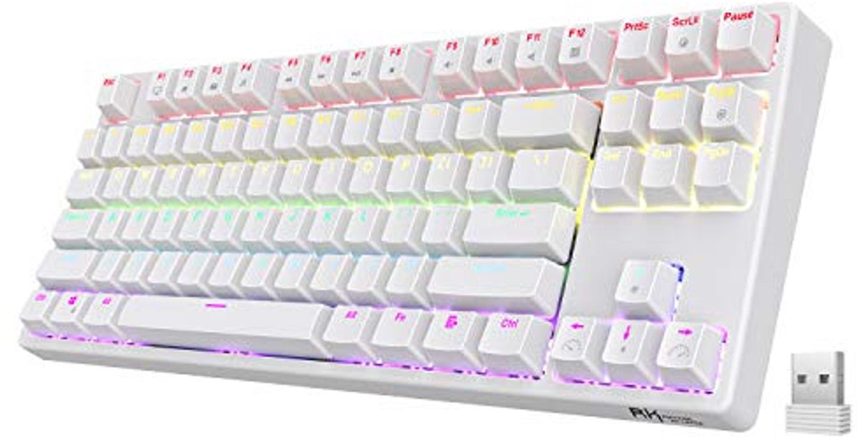 RGB Draadloos TKL Mechanisch Gamingtoetsenbord - 87 Toetsen, Compact Ontwerp, 2.4G Verbinding