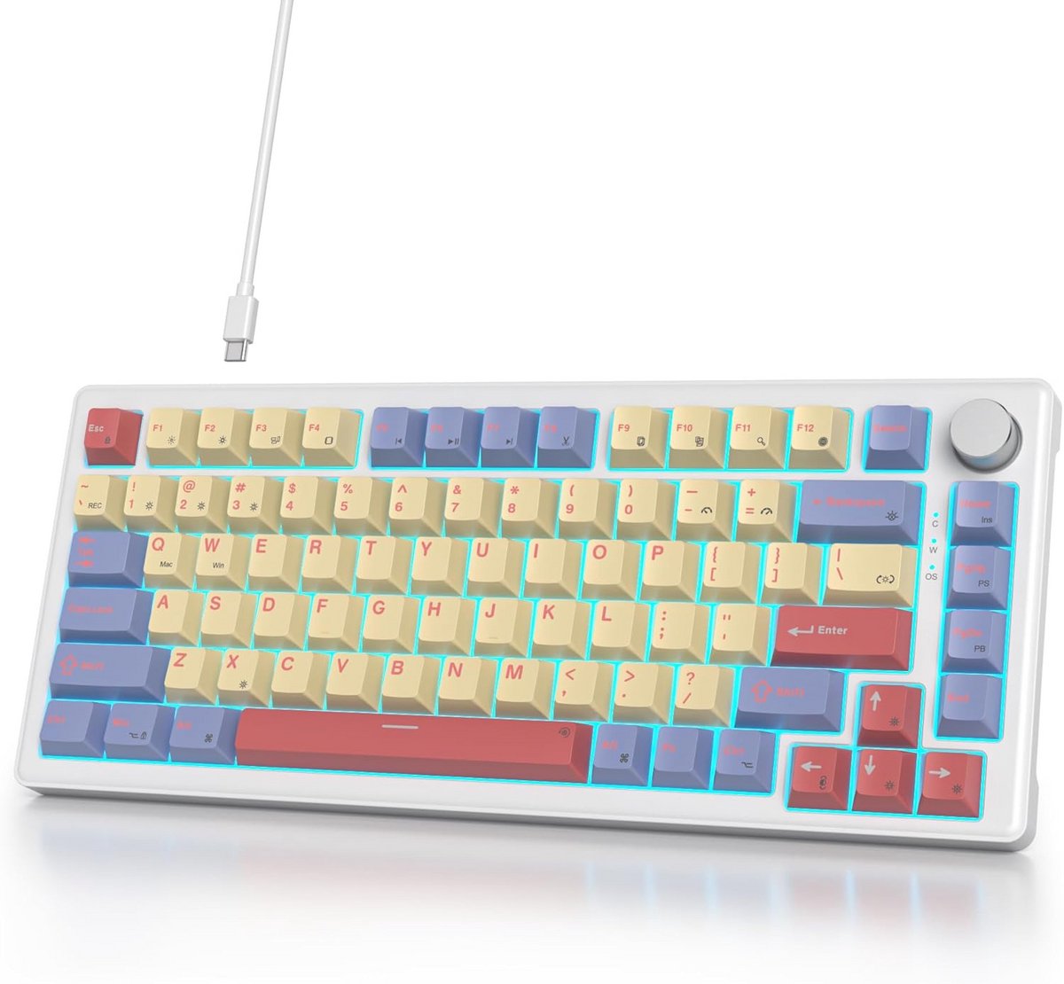Compact Mechanisch Gaming Toetsenbord 75% AZERTY/QWERTY met Gasket Montage en RGB Verlichting