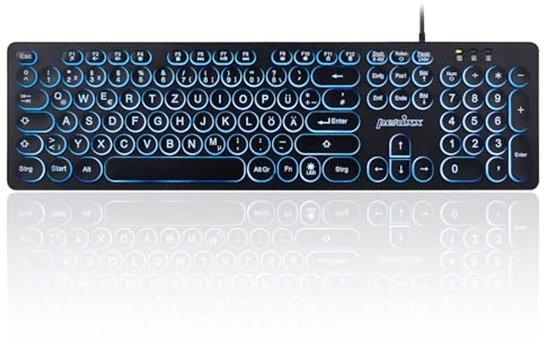 Achtergrondverlichting Toetsenbord met Ronde Toetsen en Grote Letters - QWERTZ Indeling