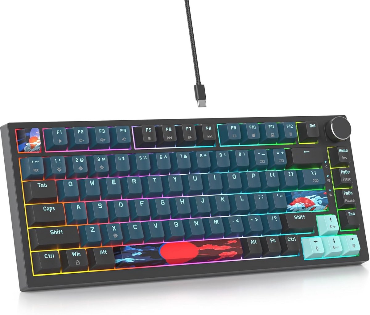 Draadloos Mechanisch Toetsenbord met RGB Verlichting en Hot Swappable Functie - 82 Toetsen TKL