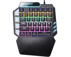 Mechanisch Gaming Toetsenbord met Eén Hand, RGB Verlichting en Polssteun, 38 Toetsen