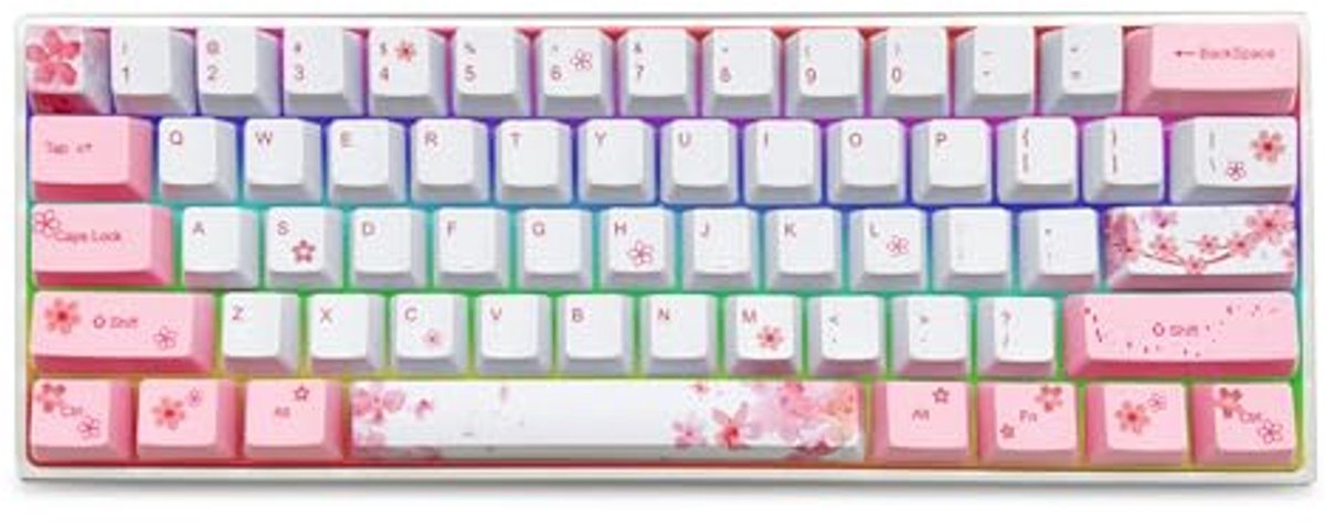 Compact Roze Mechanisch Toetsenbord met RGB LED - 60% Hot Swappable Design voor Gaming