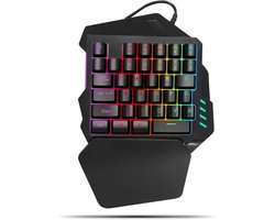 Compact Gaming Toetsenbord Eén Hand met RGB Achtergrondverlichting en Polssteun - 35 Toetsen